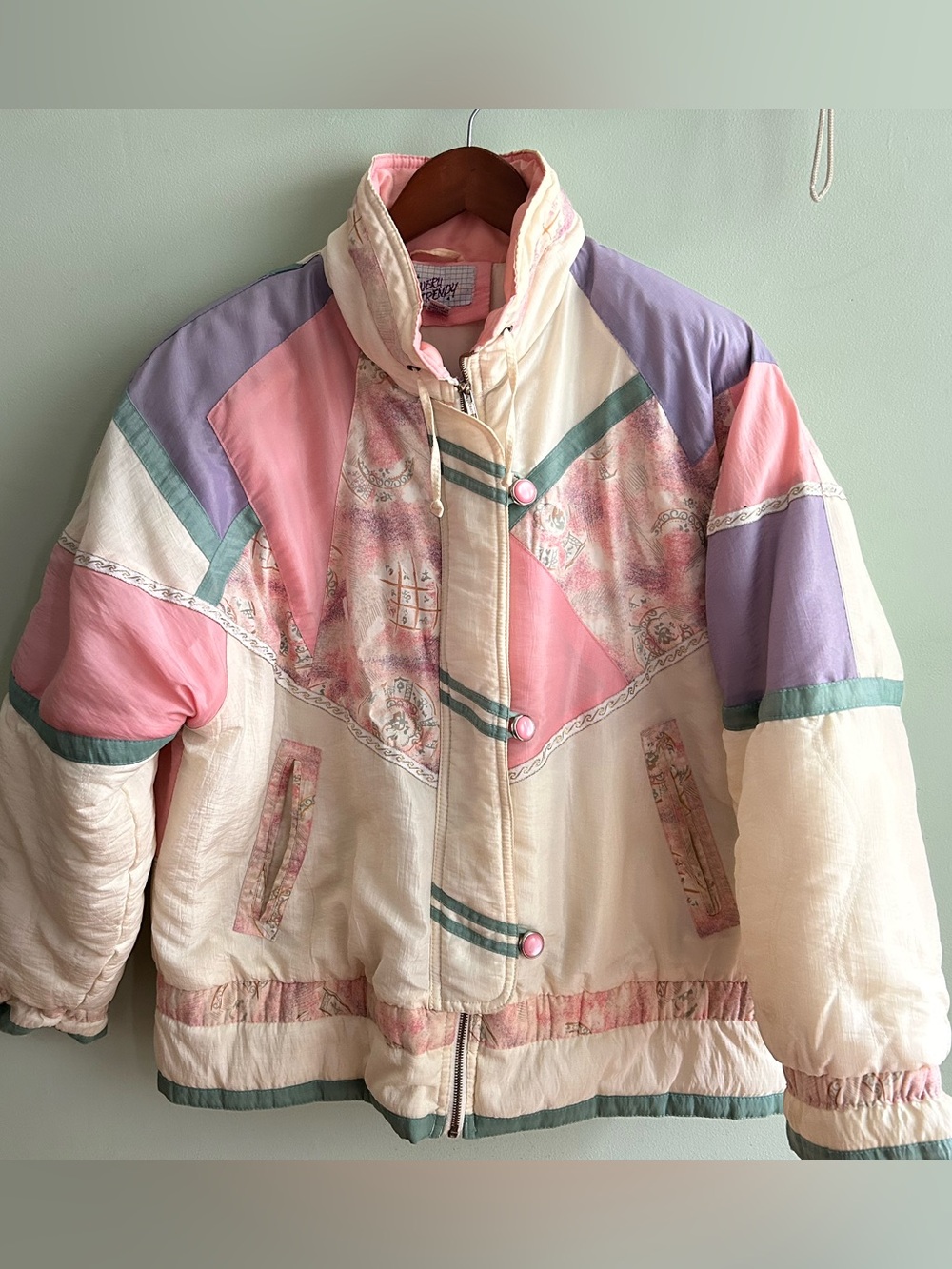 Vintage 1993 Pastel Colorblock Puffer Jacket